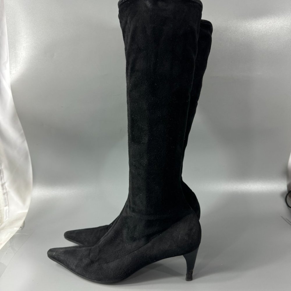 Prada Black Suede High Boots, Size 38 - Picture 4 of 14